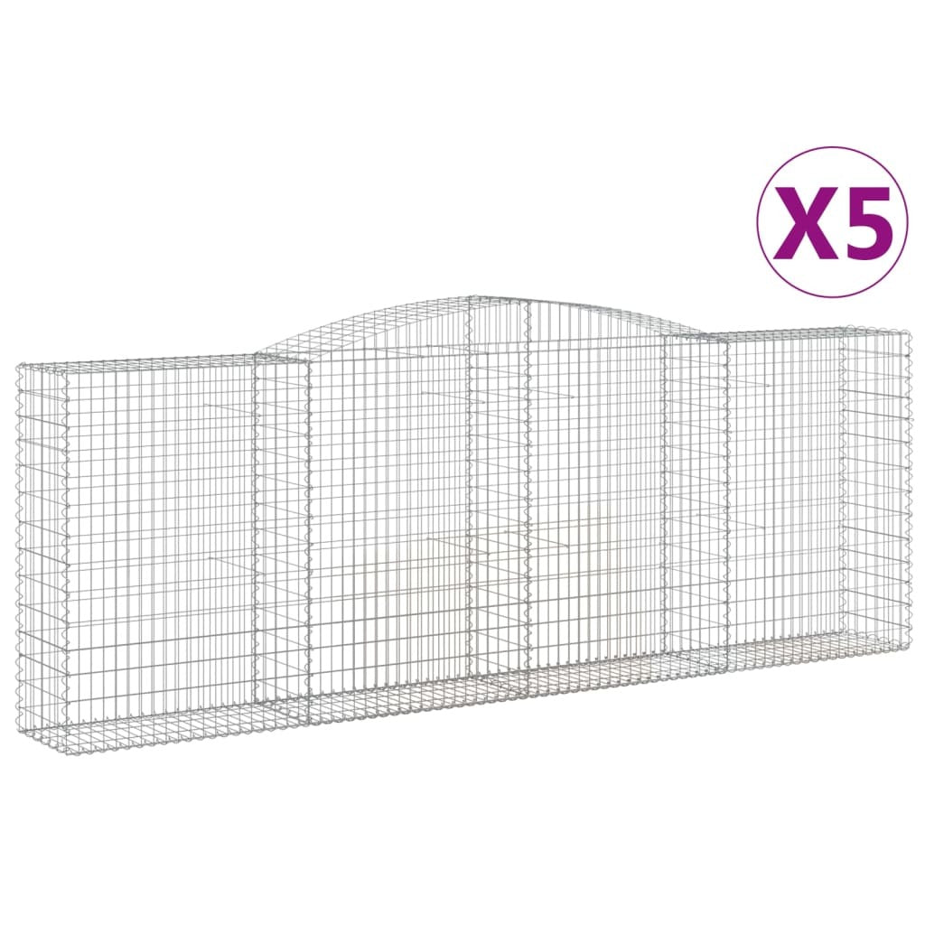 Arched Gabion Baskets 5 pcs 400x50x140/160 cm Galvanised Iron