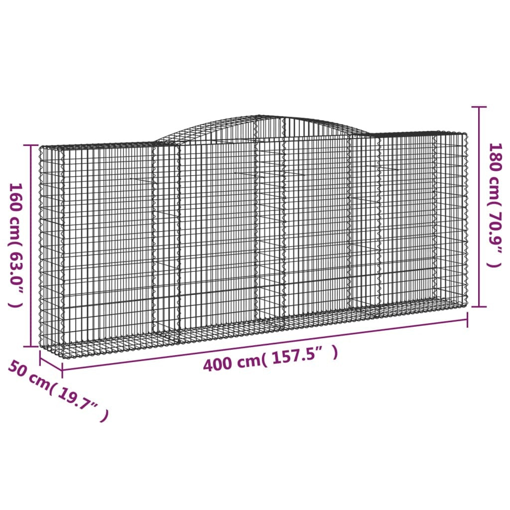 Arched Gabion Baskets 5 pcs 400x50x160/180 cm Galvanised Iron