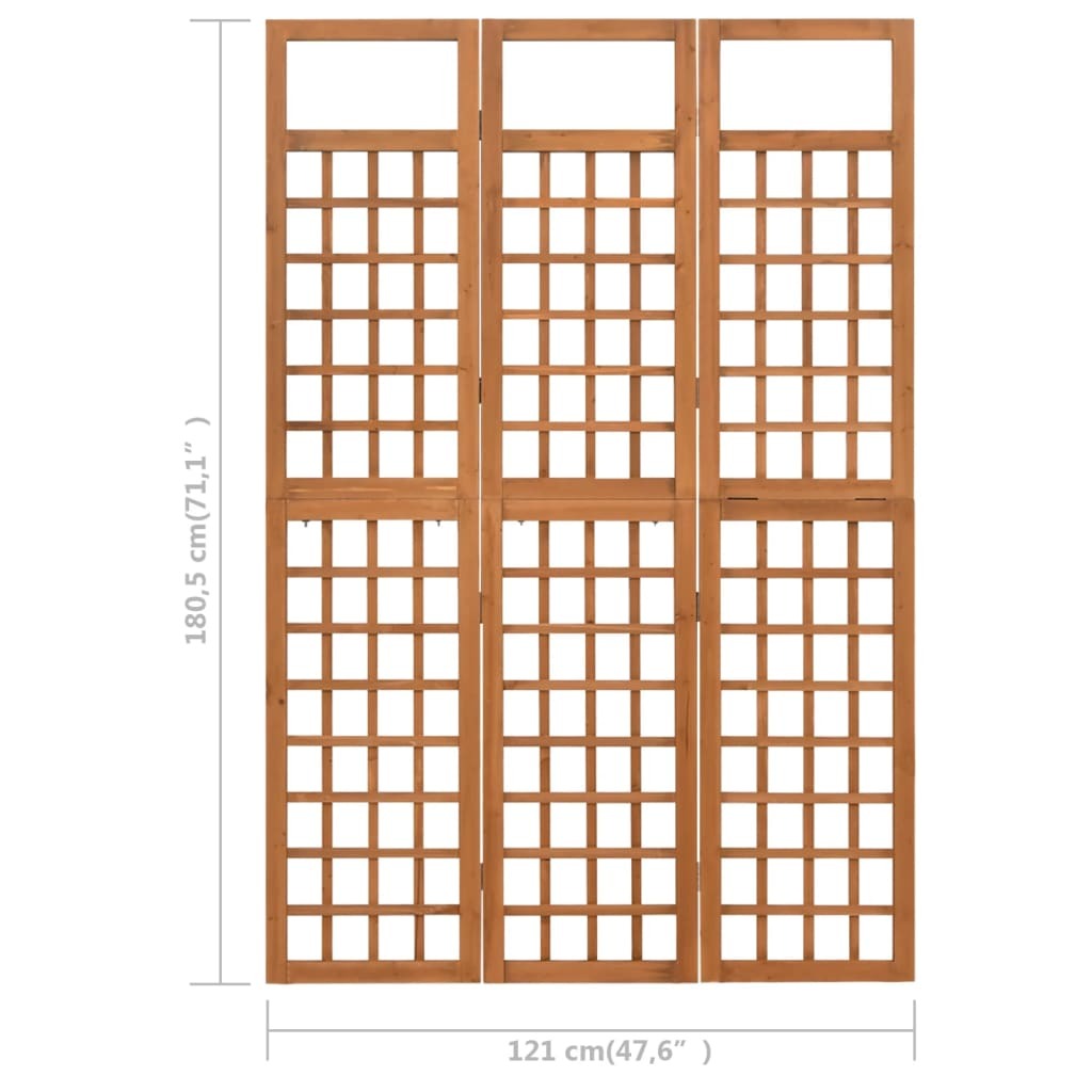 3-Panel Room Divider/Trellis Solid Fir Wood 121x180.5 cm
