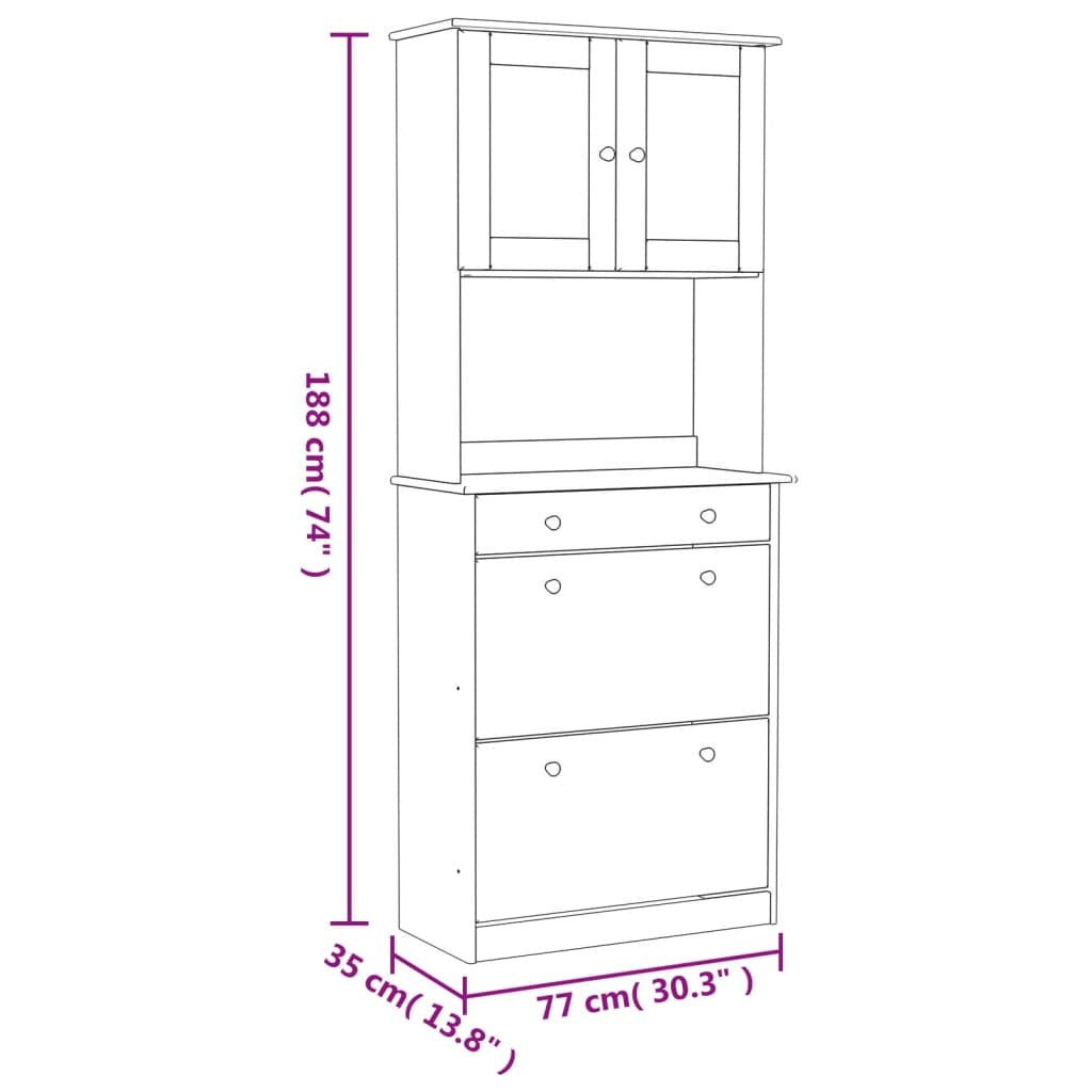 Highboard ALTA 77x35x188 cm Solid Wood Pine