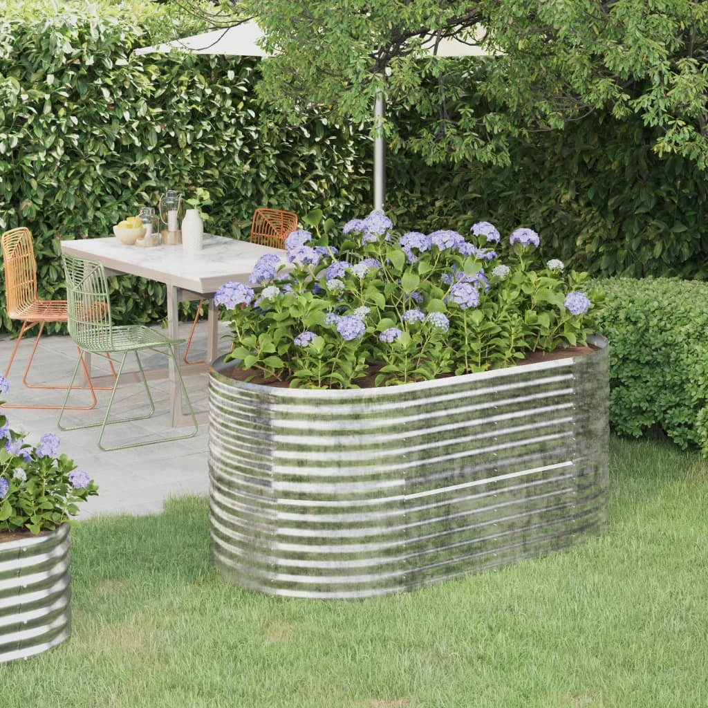 Garden Raised Bed Powder-coated Steel 152x80x68 cm Silver