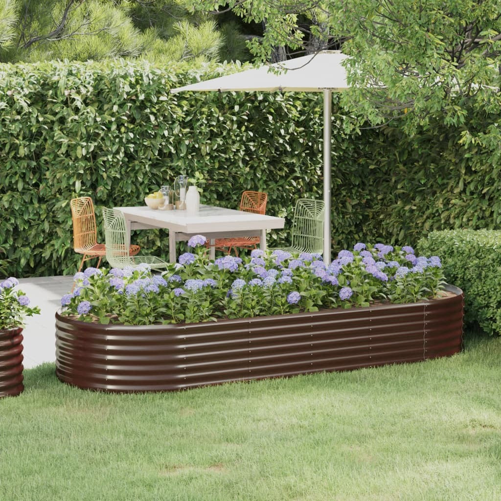 Garden Raised Bed Powder-coated Steel 249x100x36 cm Brown