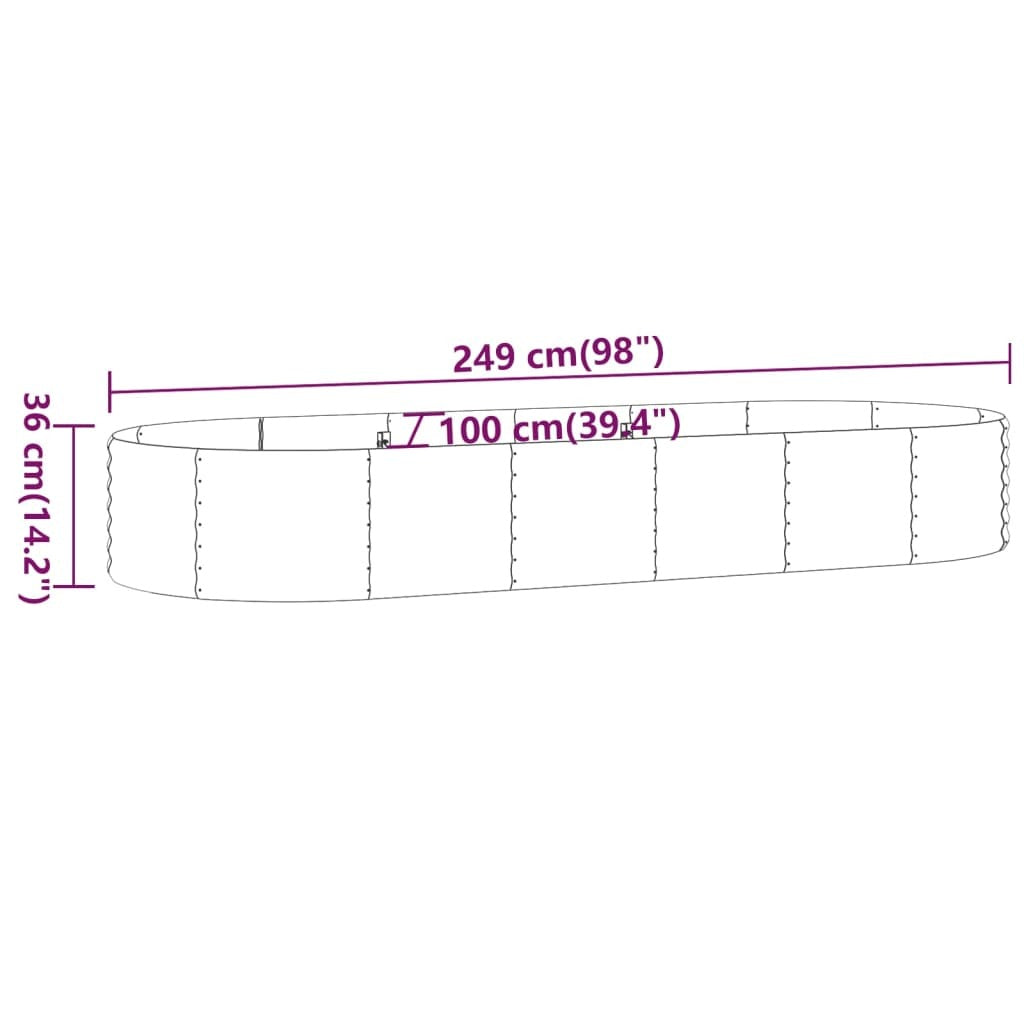 Garden Raised Bed Powder-coated Steel 249x100x36 cm Brown