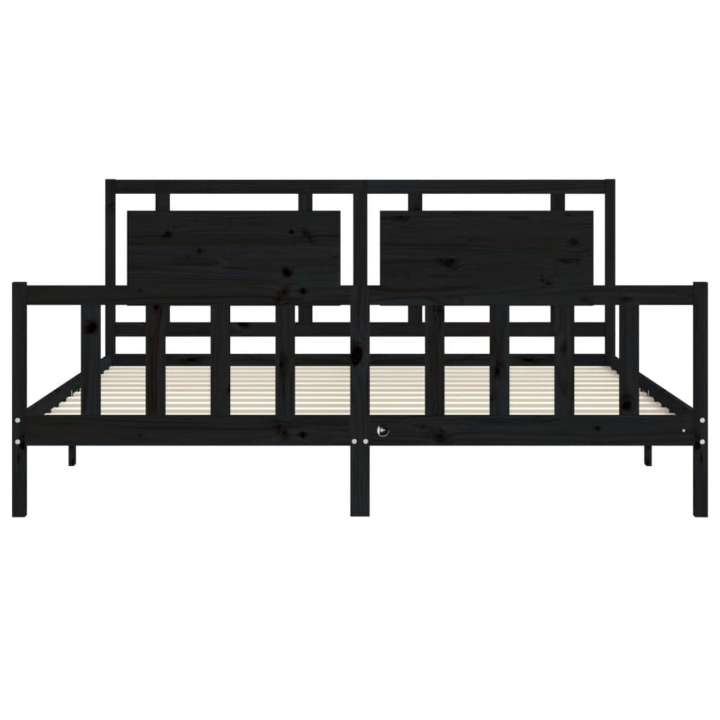 Bed Frame without Mattress Black 200x200 cm Solid Wood Pine