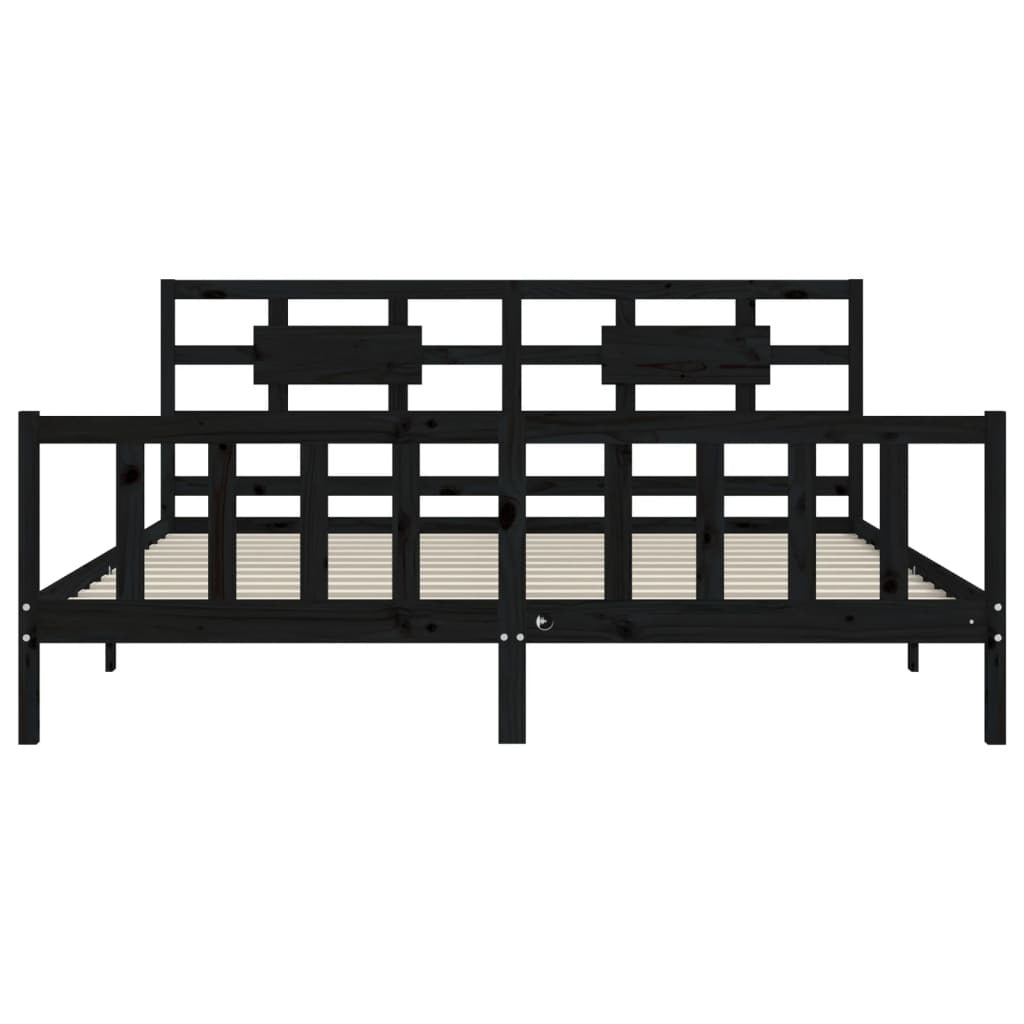 Bed Frame without Mattress Black 200x200 cm Solid Wood Pine