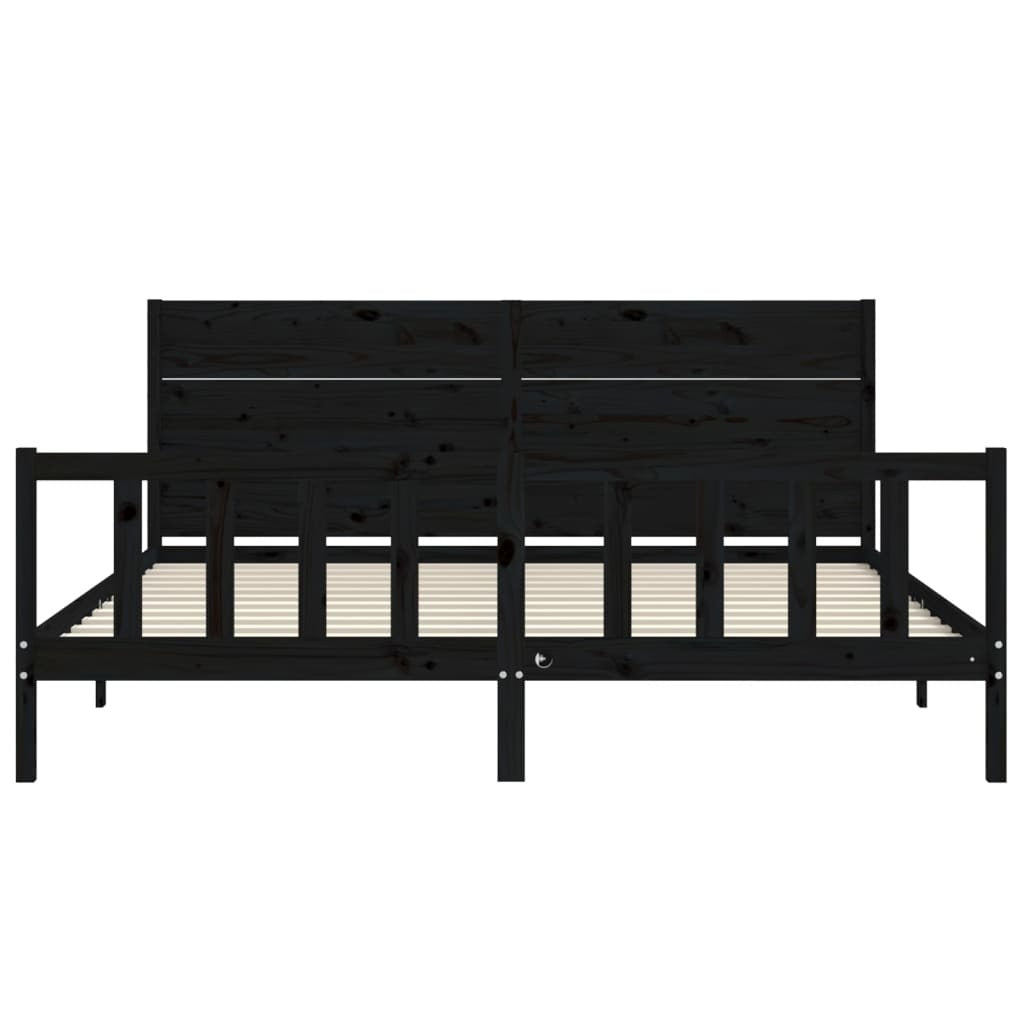 Bed Frame without Mattress Black 200x200 cm Solid Wood Pine