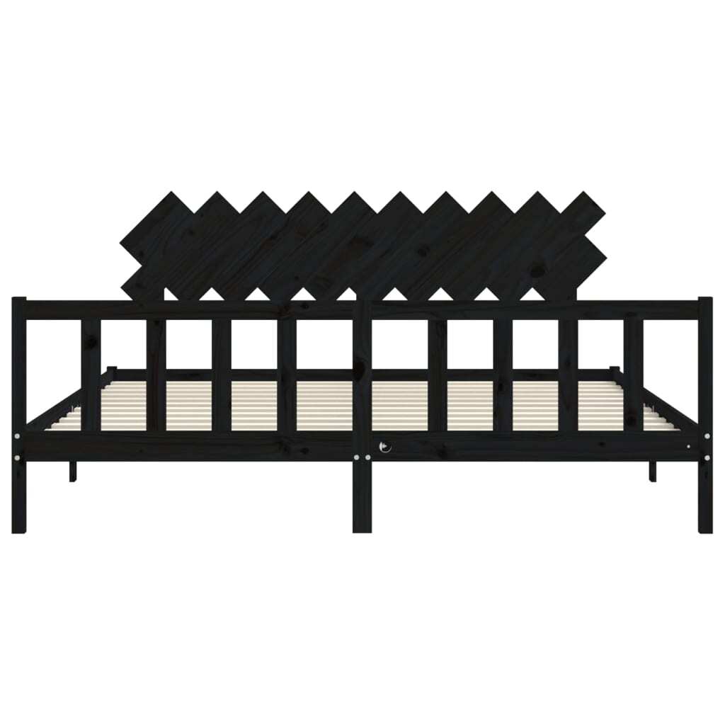 Bed Frame without Mattress Black 200x200 cm Solid Wood Pine