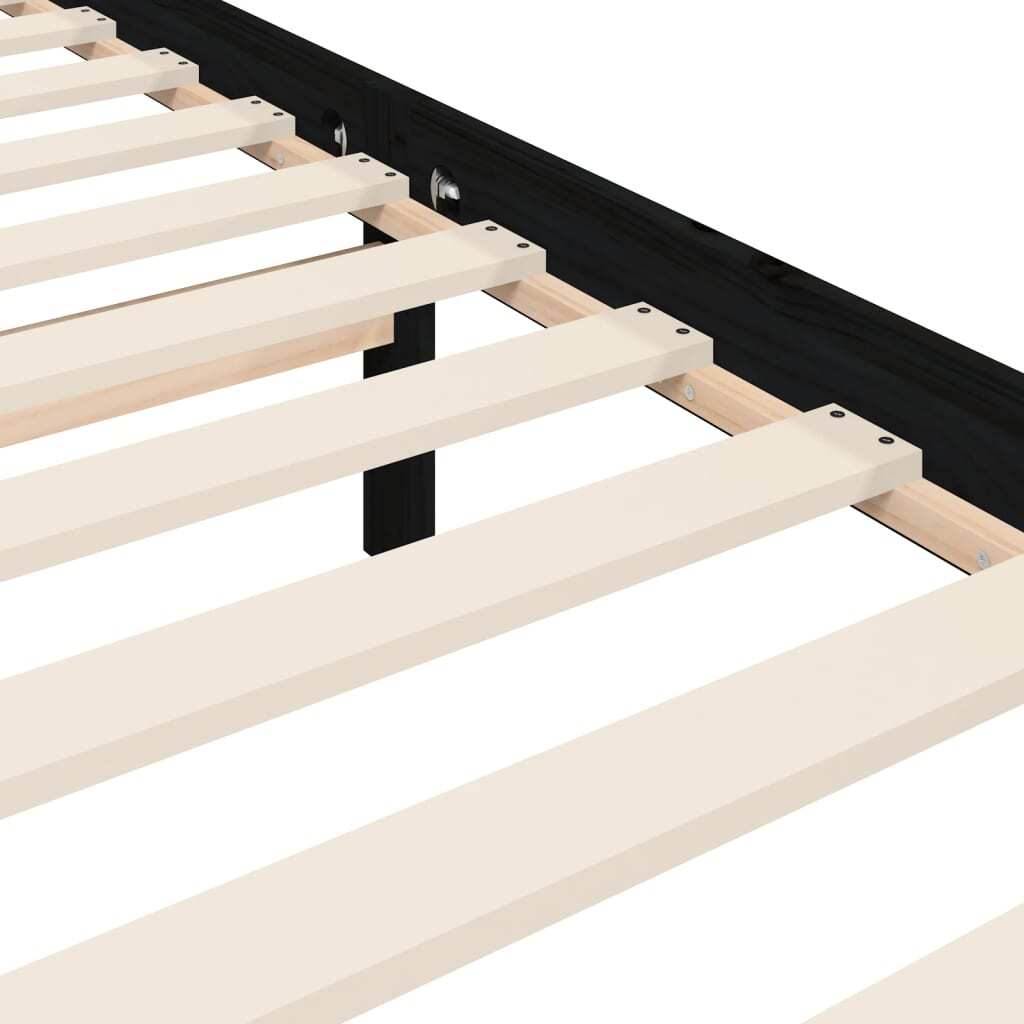 Bed Frame without Mattress Black 200x200 cm Solid Wood Pine