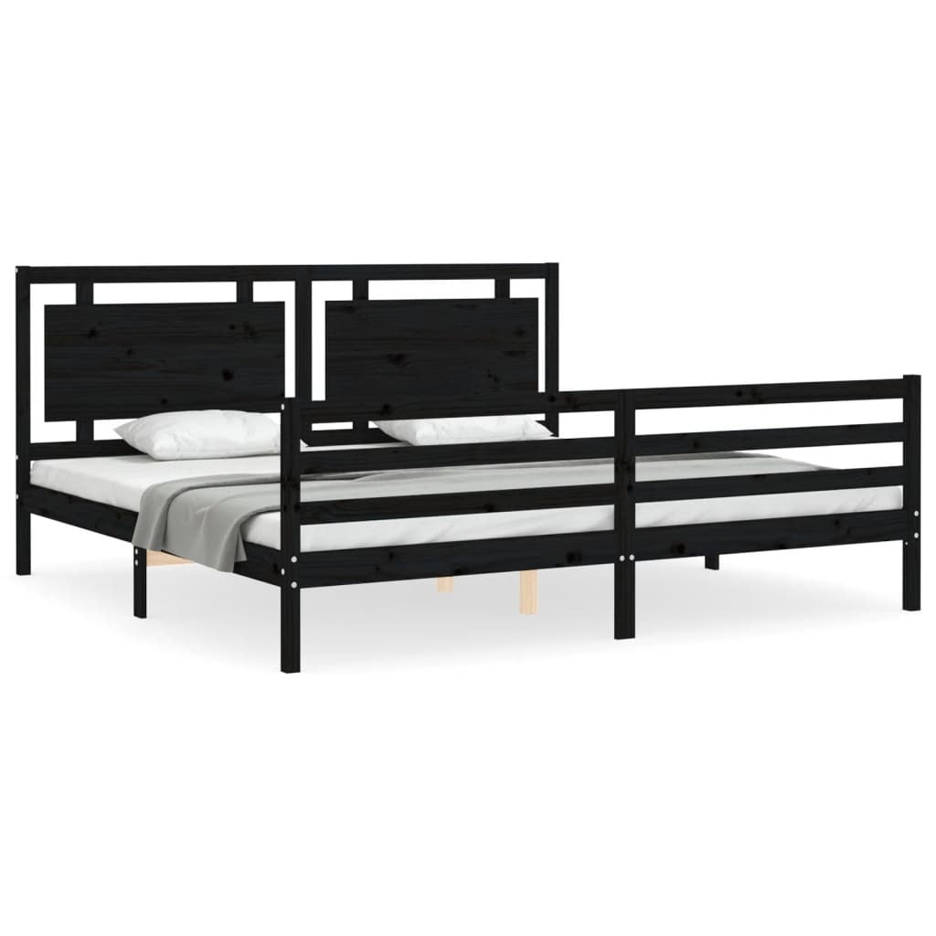 Bed Frame without Mattress Black 200x200 cm Solid Wood