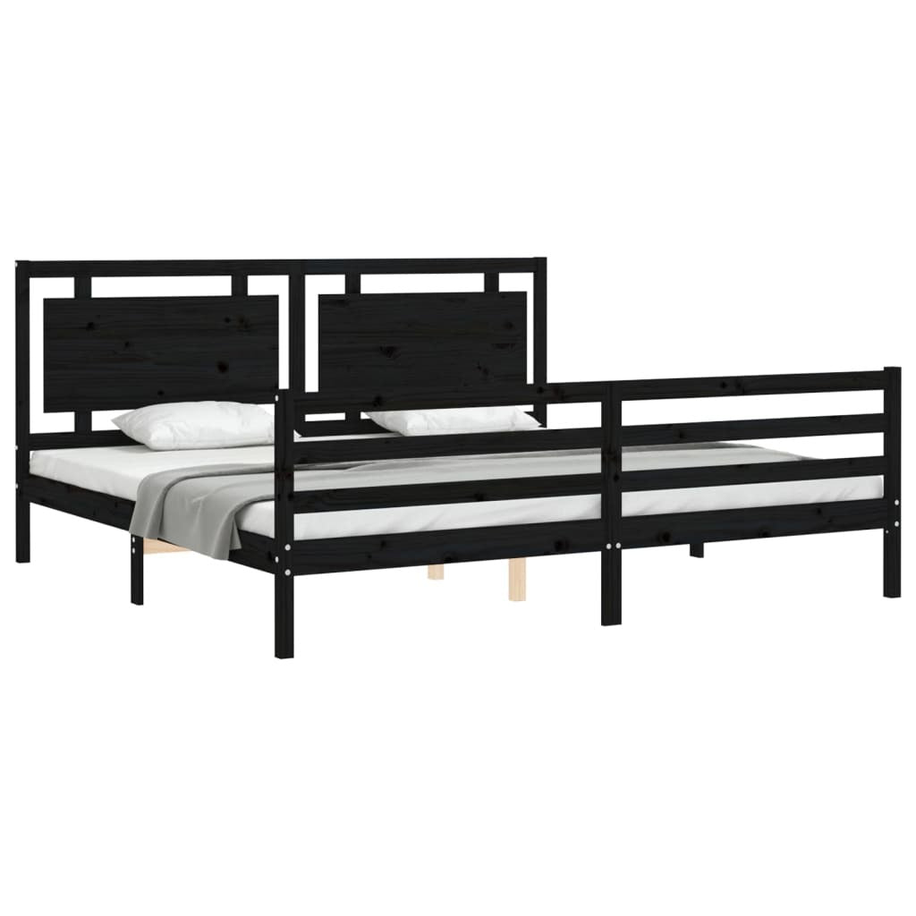 Bed Frame without Mattress Black 200x200 cm Solid Wood