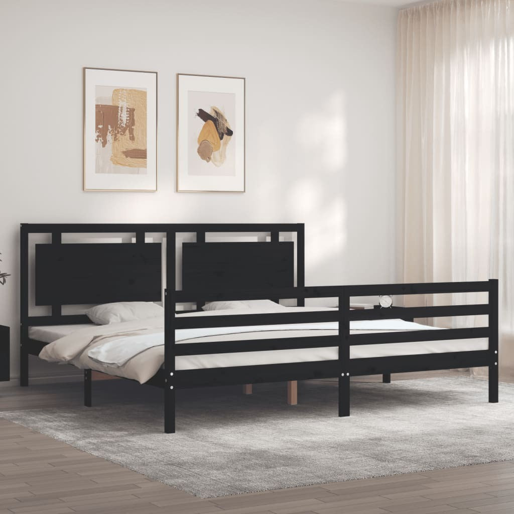 Bed Frame without Mattress Black 200x200 cm Solid Wood