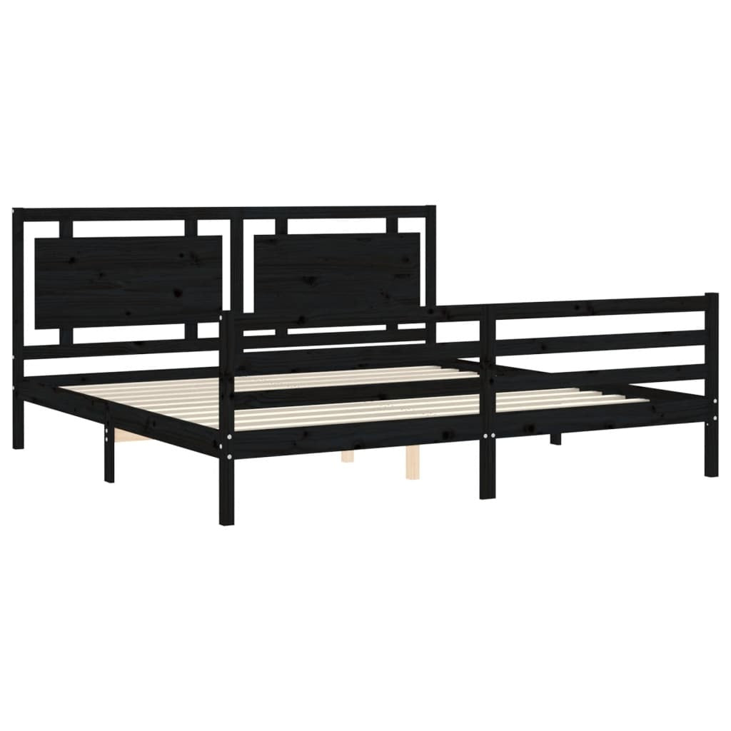 Bed Frame without Mattress Black 200x200 cm Solid Wood