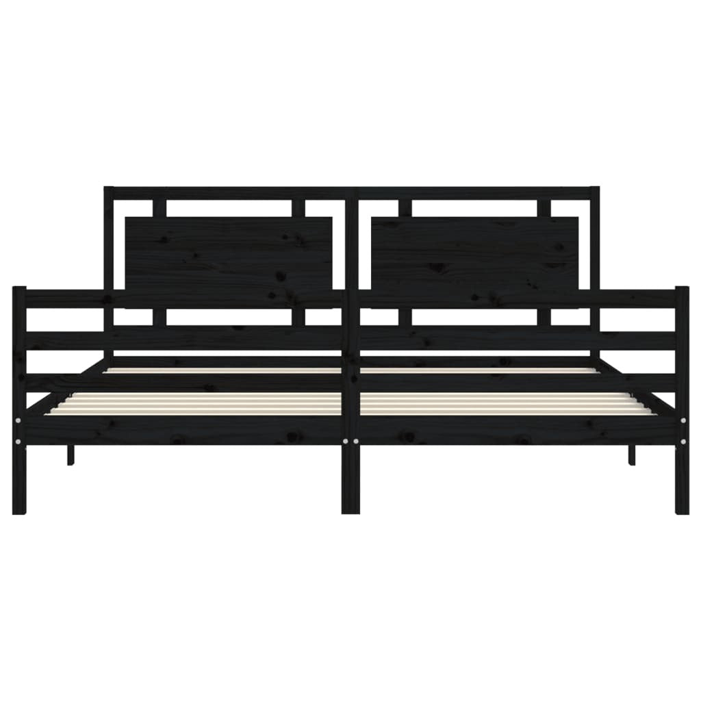 Bed Frame without Mattress Black 200x200 cm Solid Wood
