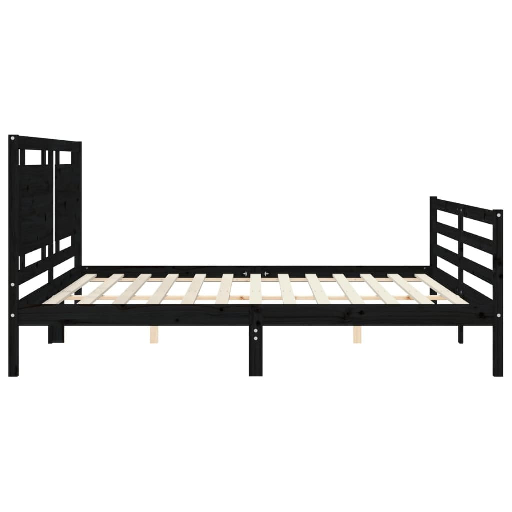 Bed Frame without Mattress Black 200x200 cm Solid Wood