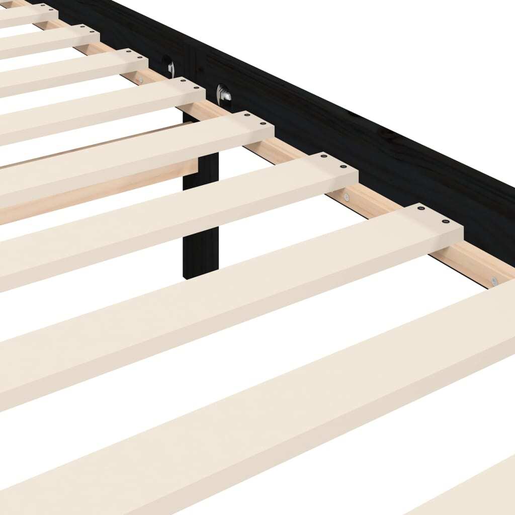 Bed Frame without Mattress Black 200x200 cm Solid Wood