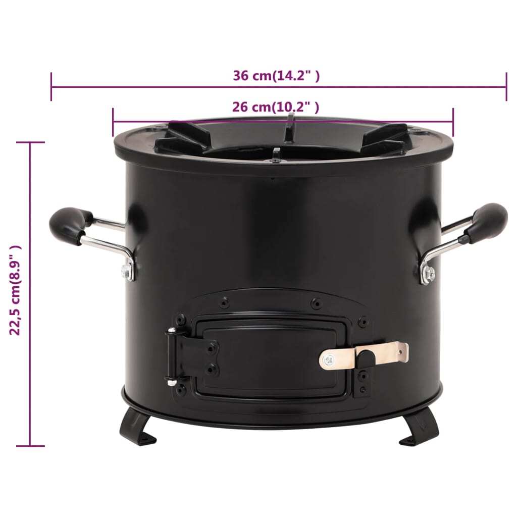Camping Wood Stove Black 36x26x22.5 cm Metal