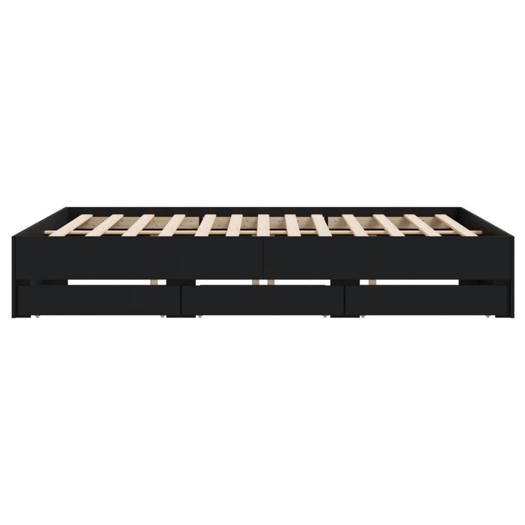Bed Frame with Drawers without Mattress Black 200x200 cm