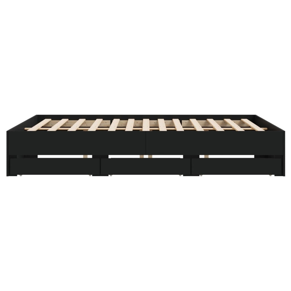 Bed Frame with Drawers without Mattress Black 160x200 cm