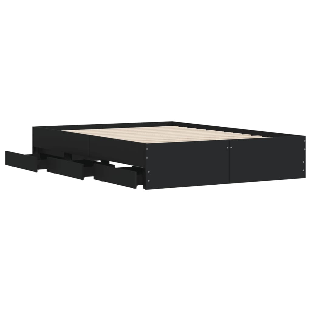 Bed Frame with Drawers without Mattress Black 120x190 cm Small Double