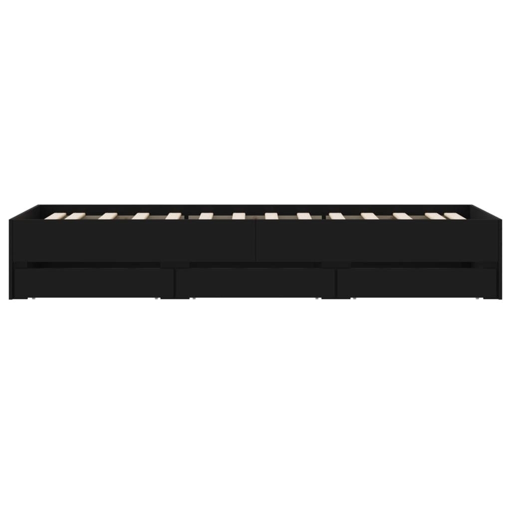 Bed Frame with Drawers without Mattress Black 90x190 cm Single