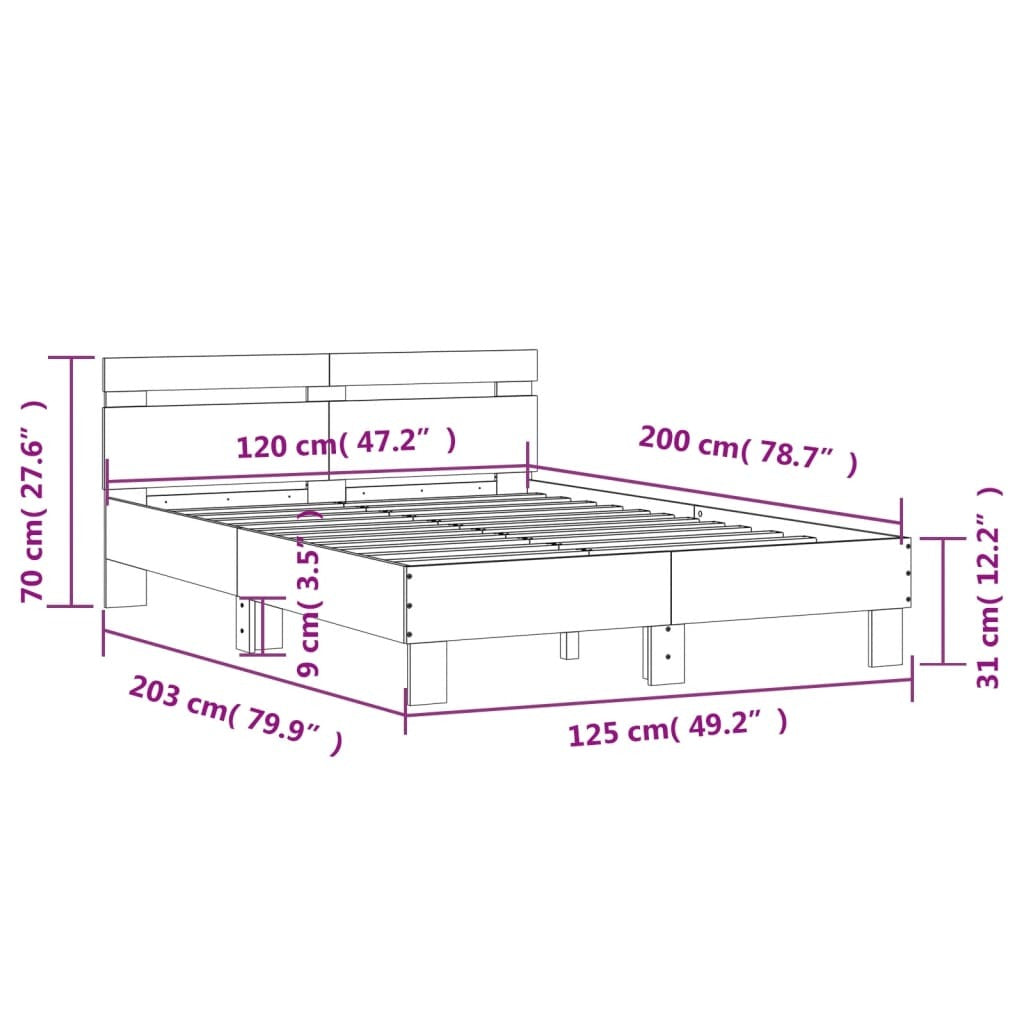 Bed Frame without Mattress Black 120x200 cm
