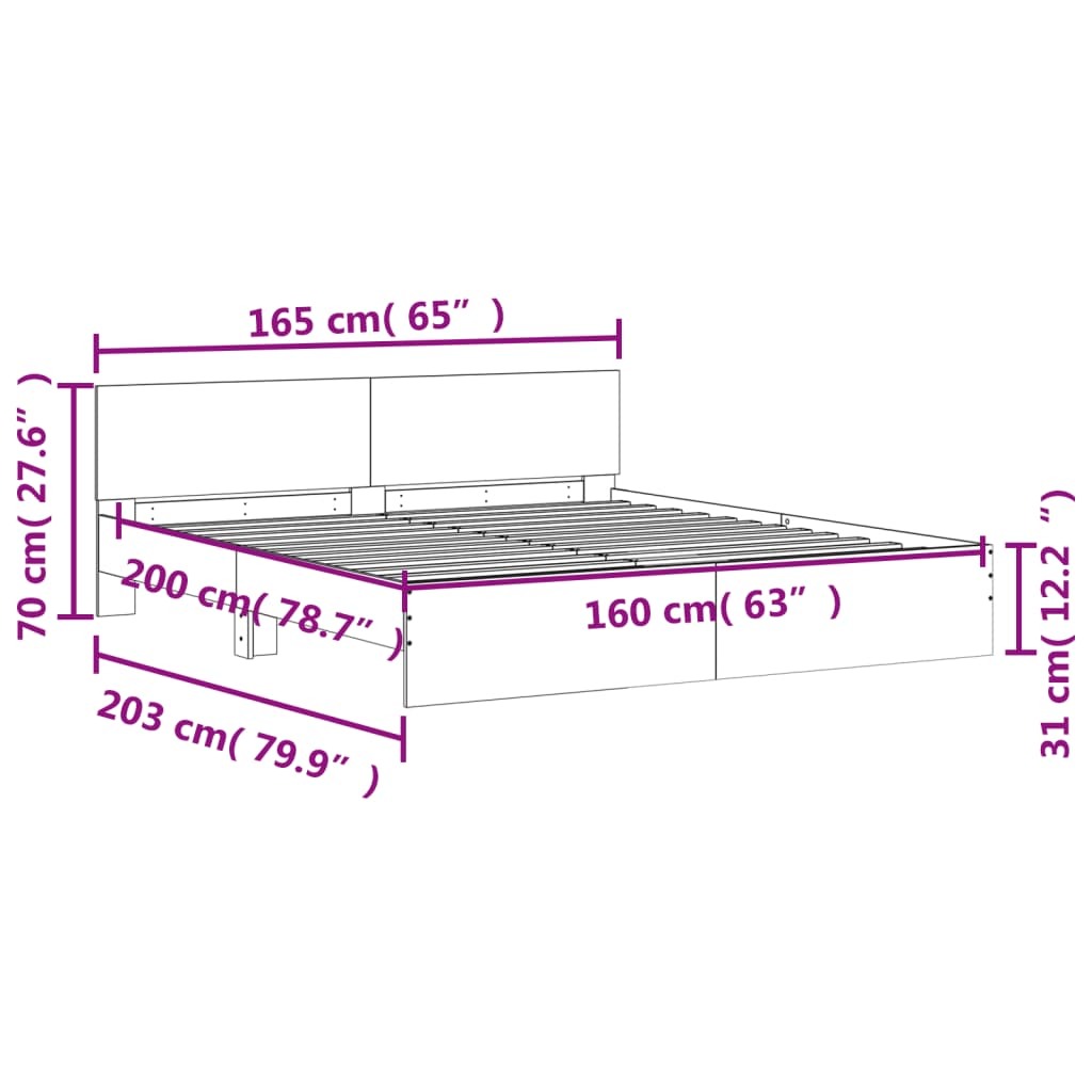 Bed Frame without Mattress Black 160x200 cm