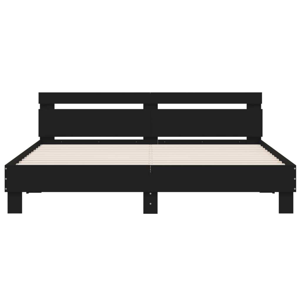 Bed Frame with LED without Mattress Black 180x200 cm Super King