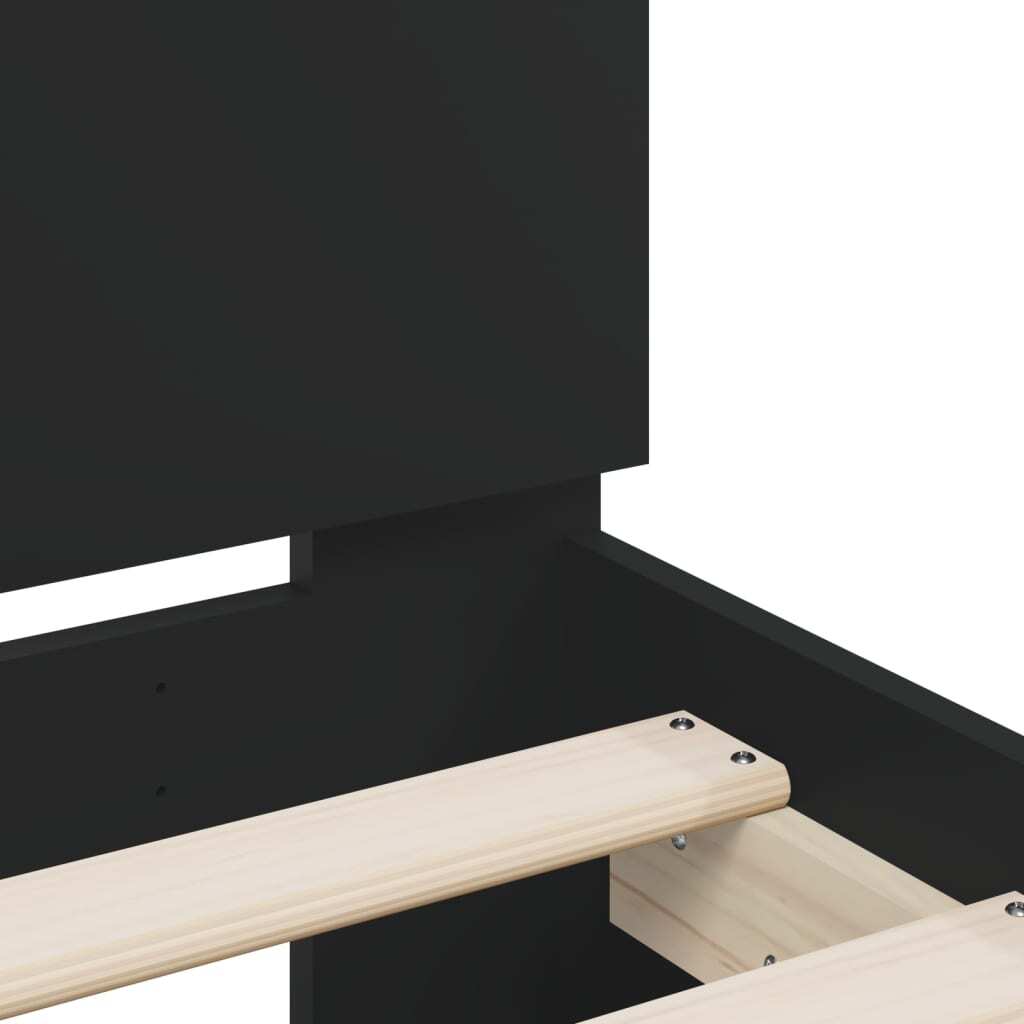 Bed Frame with LED without Mattress Black 180x200 cm Super King