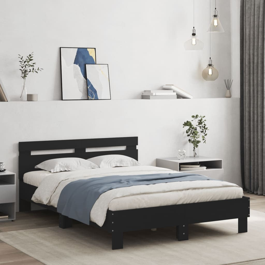 Bed Frame with LED without Mattress Black 120x200 cm