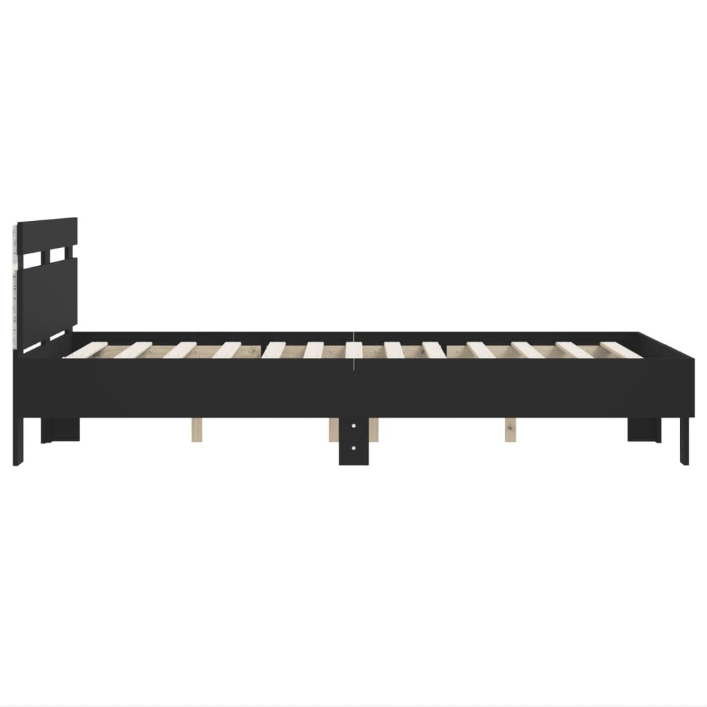 Bed Frame with LED without Mattress Black 120x200 cm