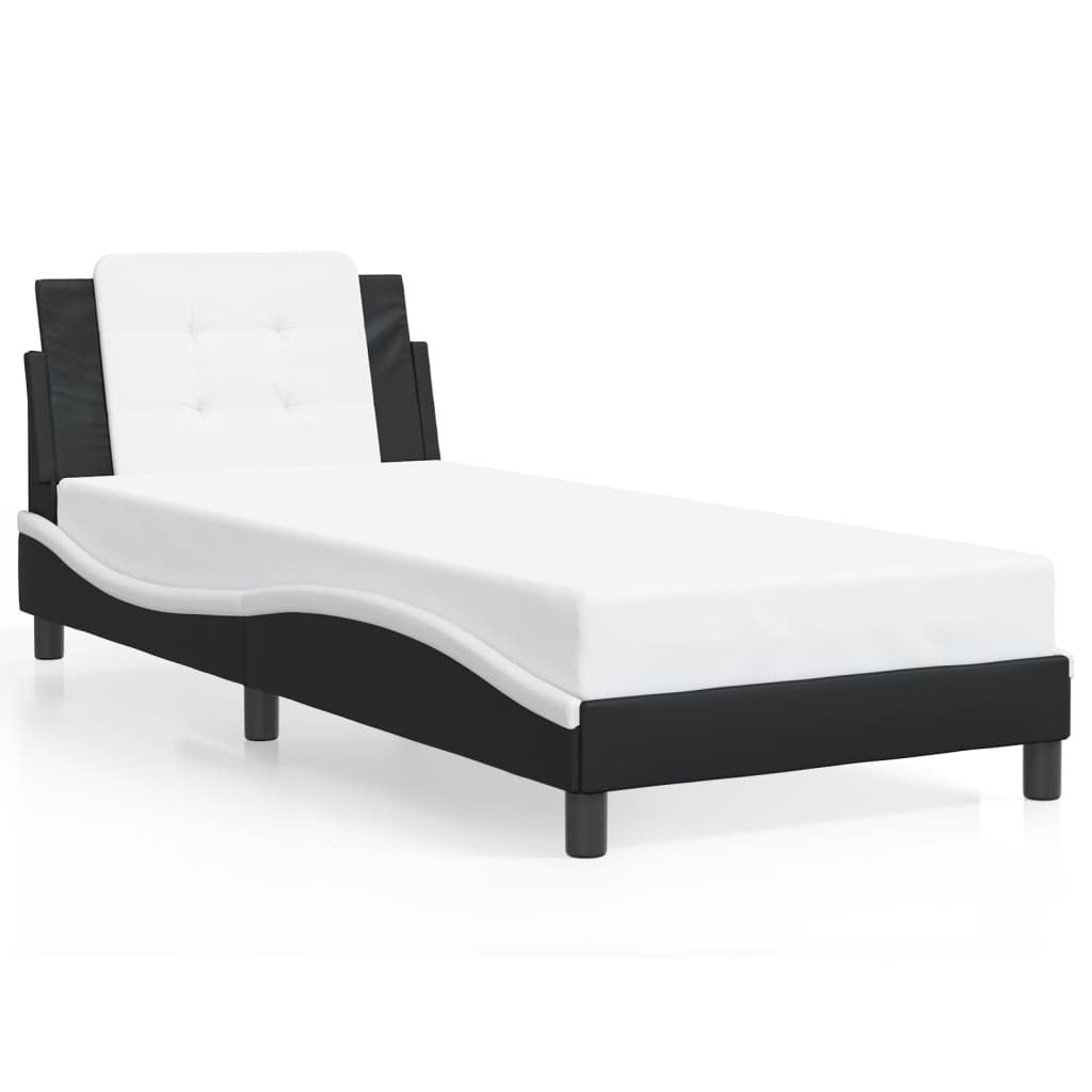 Bed Frame without Mattress Black and White 90x200 cm Faux Leather