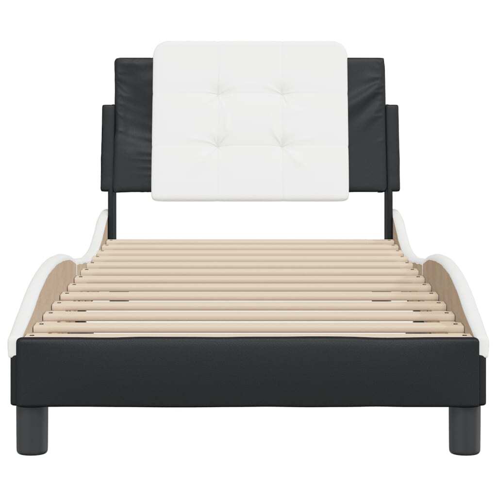Bed Frame without Mattress Black and White 90x200 cm Faux Leather