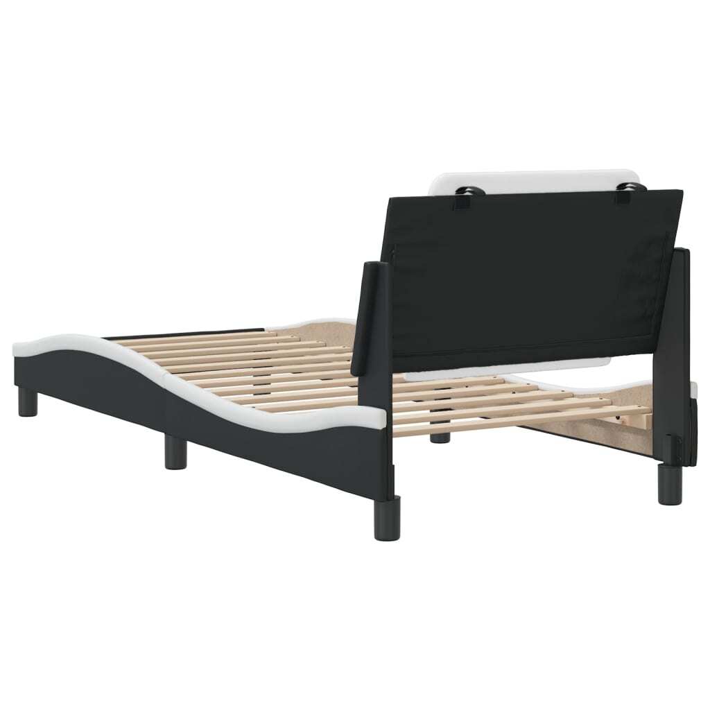 Bed Frame without Mattress Black and White 90x200 cm Faux Leather
