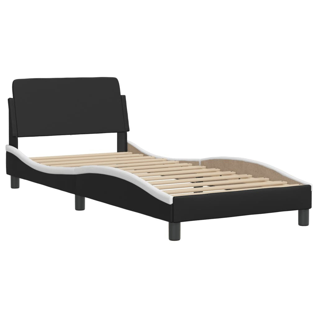 Bed Frame without Mattress Black and White 90x200 cm Faux Leather