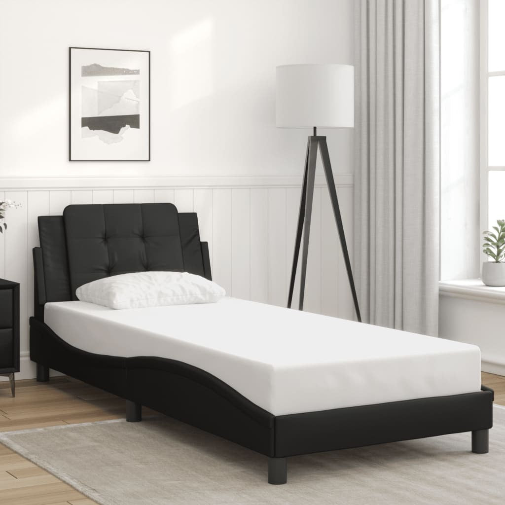 Bed Frame without Mattress Black 100x200 cm Faux Leather