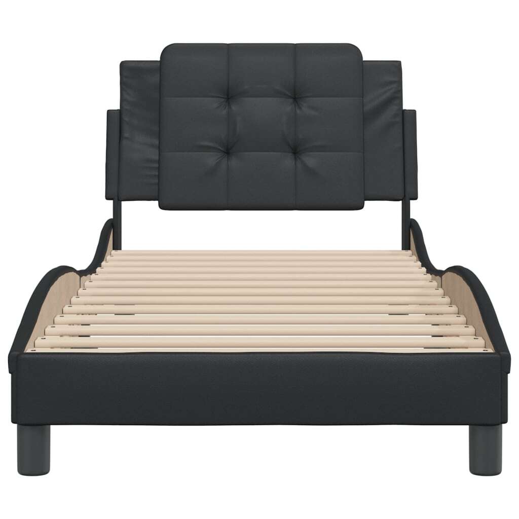 Bed Frame without Mattress Black 100x200 cm Faux Leather