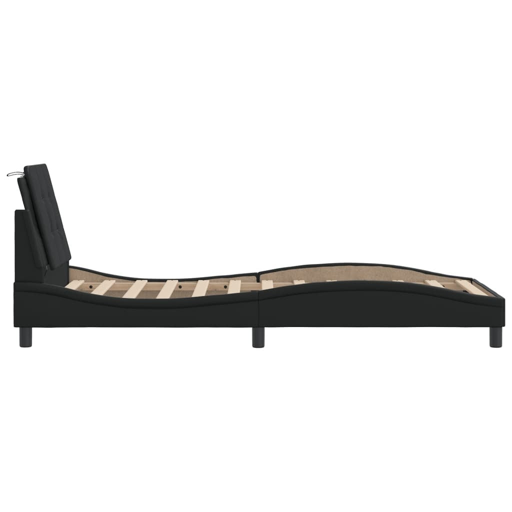 Bed Frame without Mattress Black 100x200 cm Faux Leather