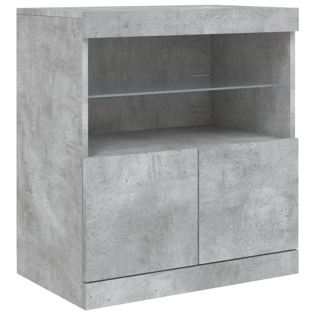 Sideboard with LED Lights Concrete Grey 181.5x37x67 cm