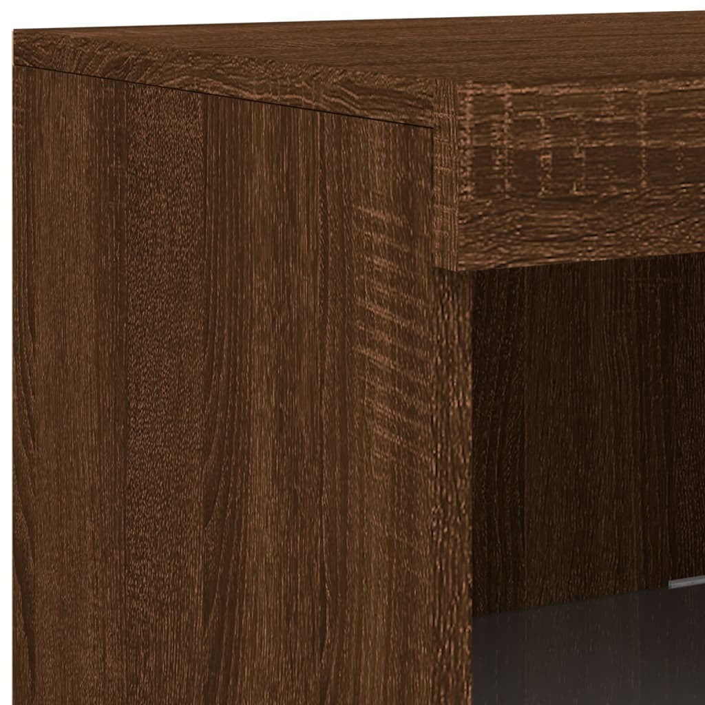 Sideboard with LED Lights Brown Oak 181.5x37x100 cm