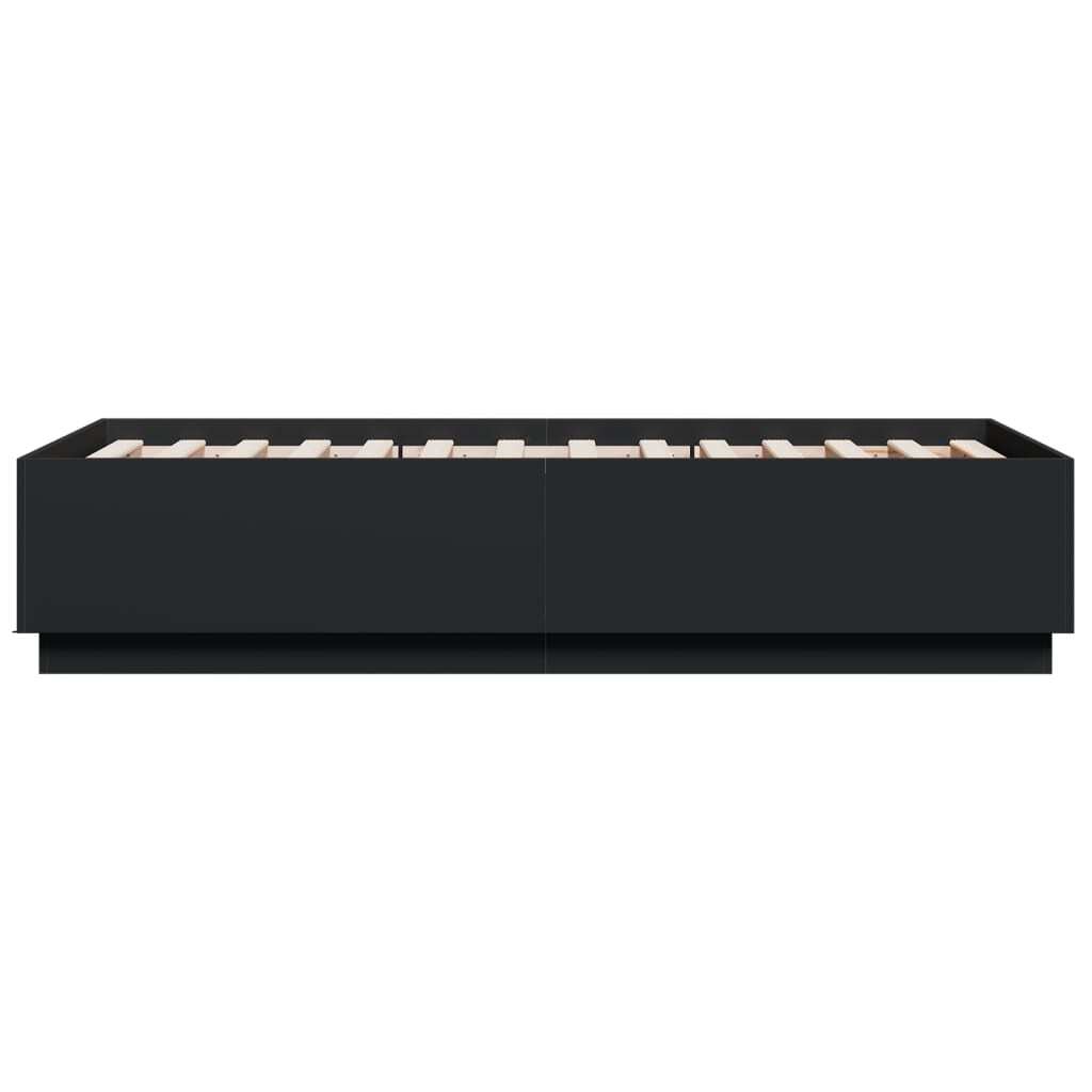 Bed Frame with LED without Mattress Black 75x190 cm Small Single
