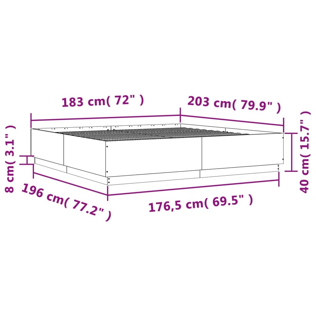 Bed Frame without Mattress Black 180x200 cm Super King