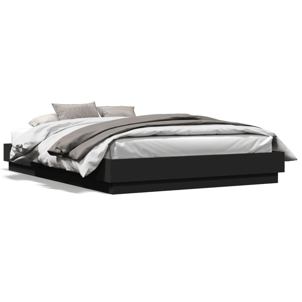 Bed Frame without Mattress Black 150x200 cm King Size