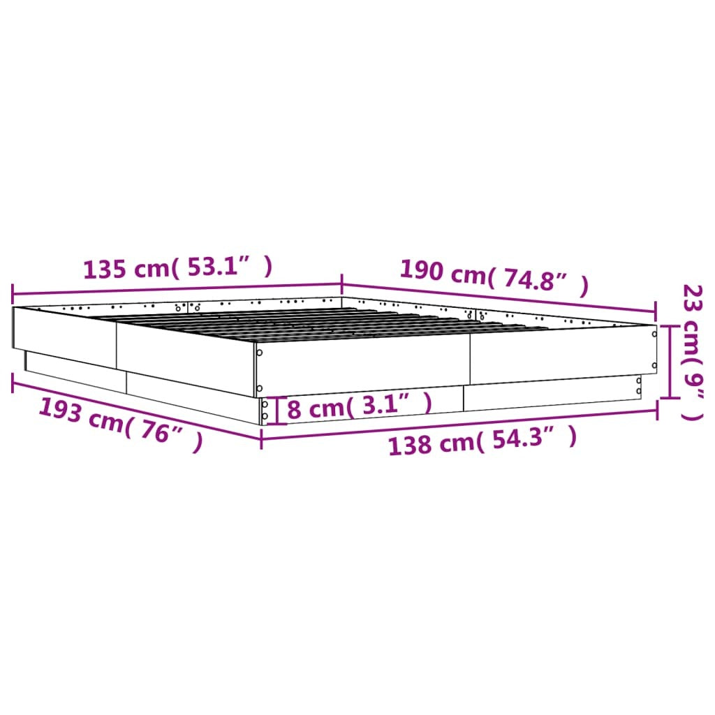 Bed Frame without Mattress Black 135x190 cm Double