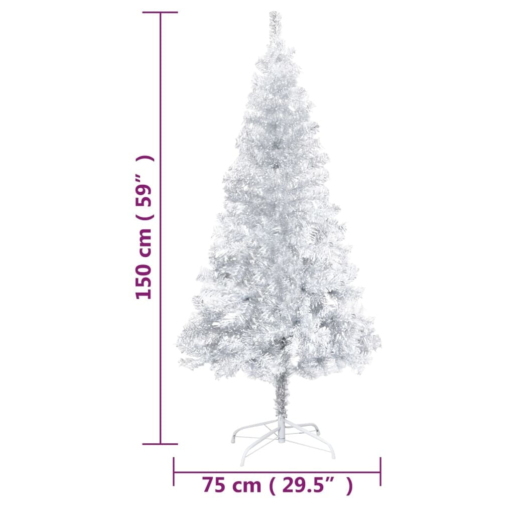 Artificial Christmas Tree with Stand Silver 150 cm PET