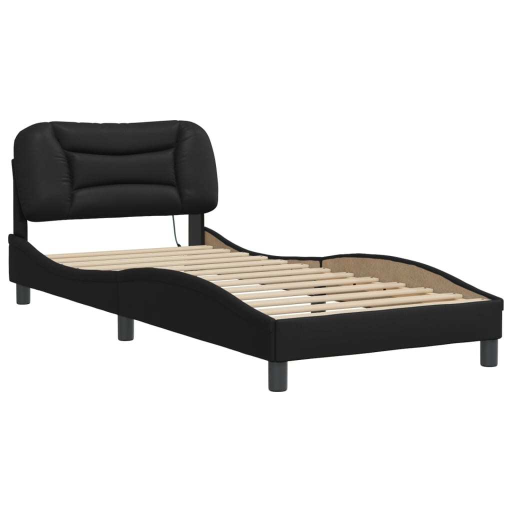 Bed Frame with LED without Mattress Black 90x200 cm