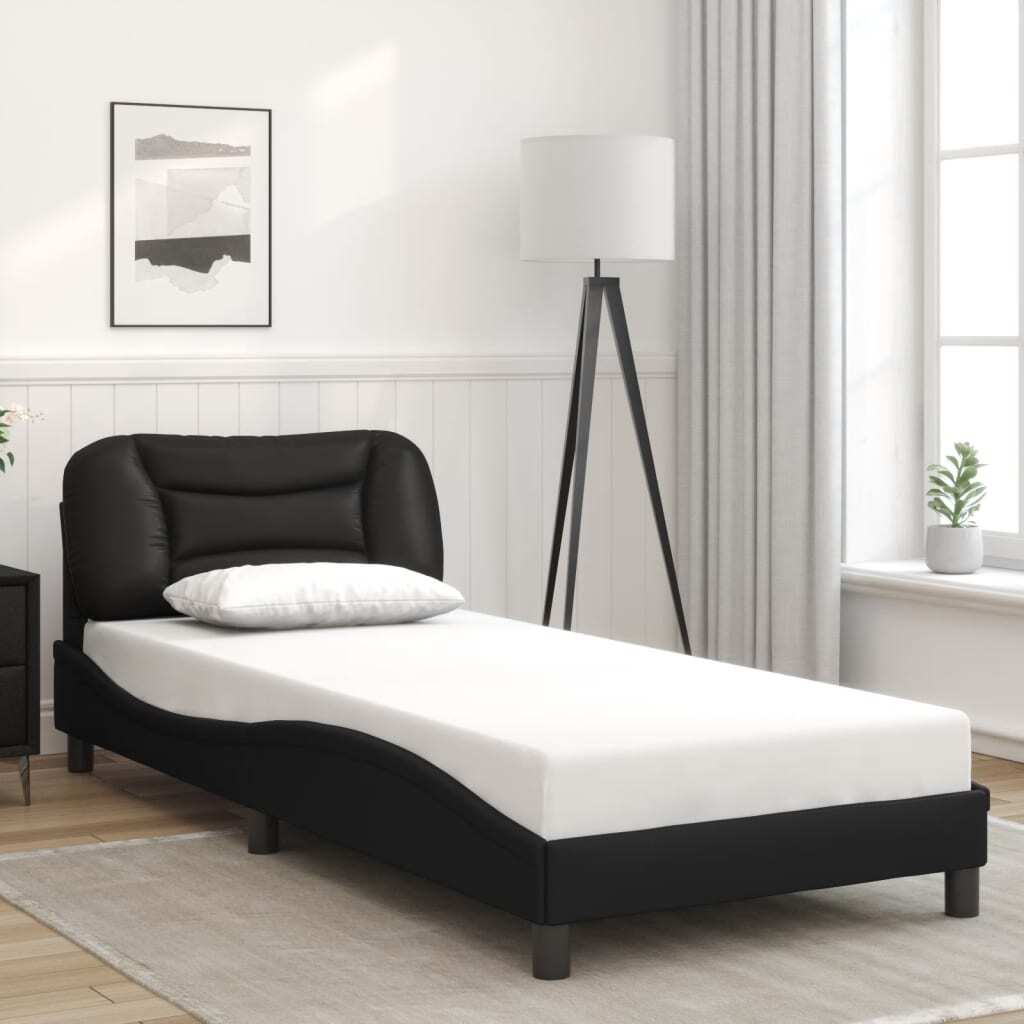 Bed Frame with LED without Mattress Black 90x200 cm