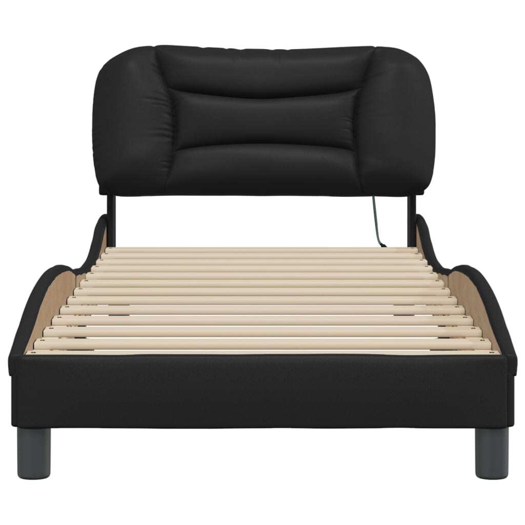Bed Frame with LED without Mattress Black 90x200 cm