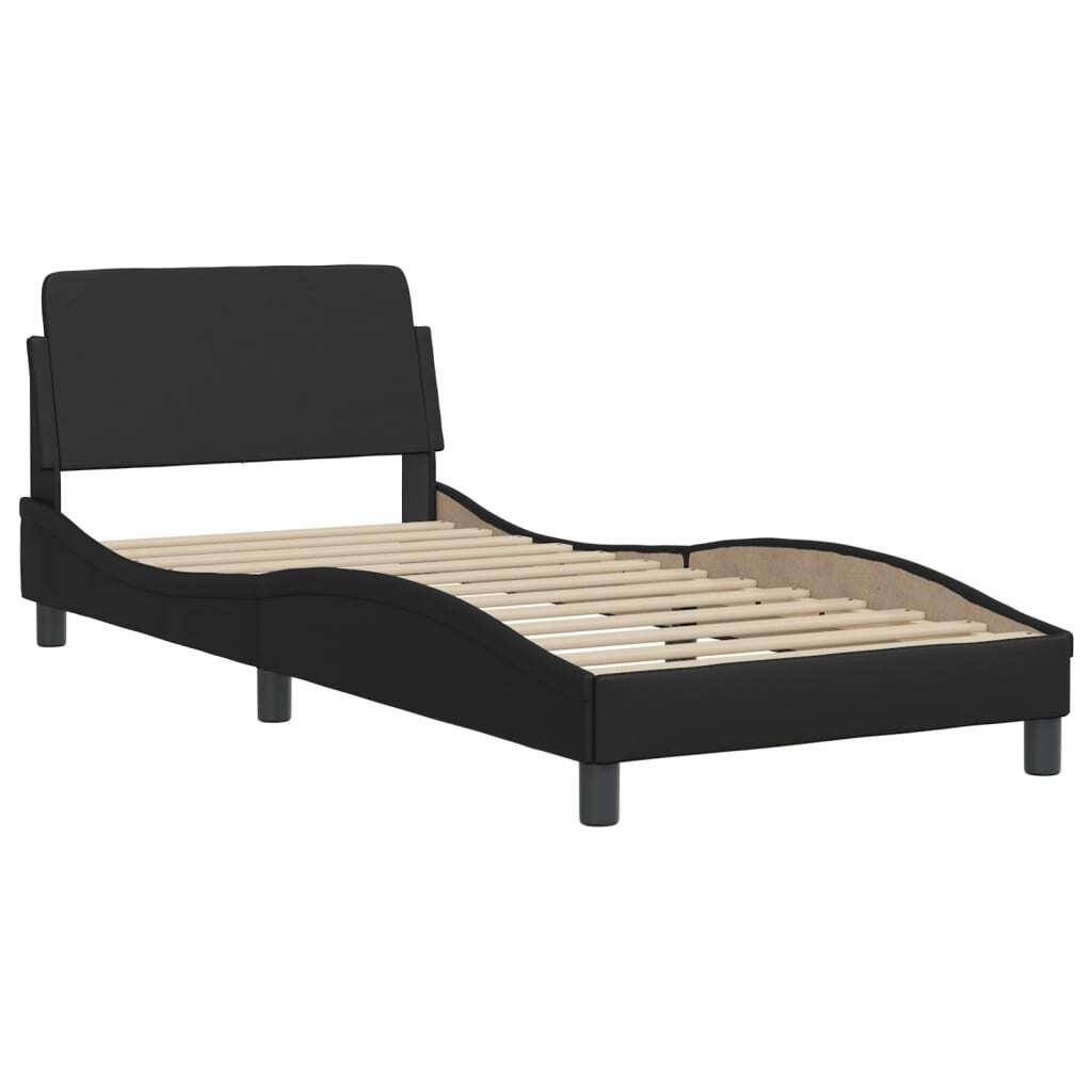 Bed Frame with LED without Mattress Black 90x200 cm