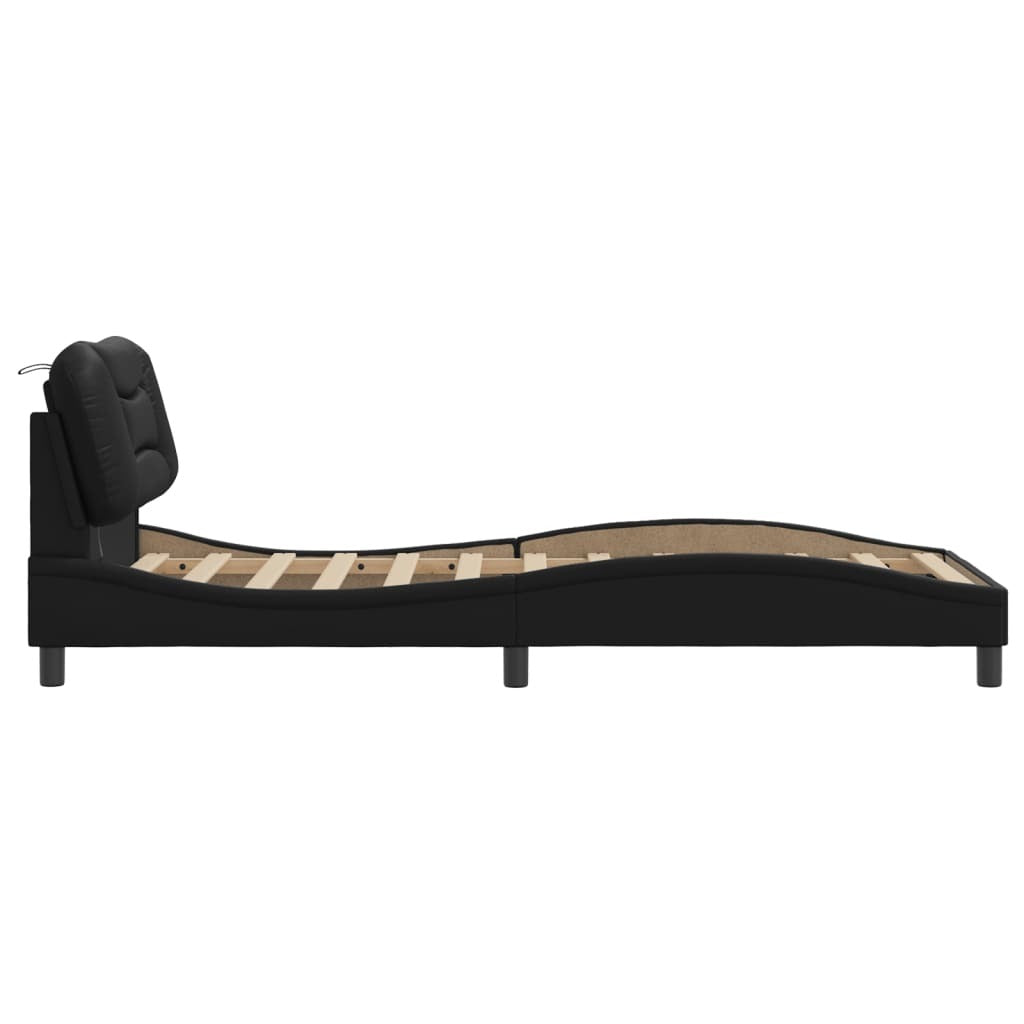 Bed Frame with LED without Mattress Black 90x200 cm