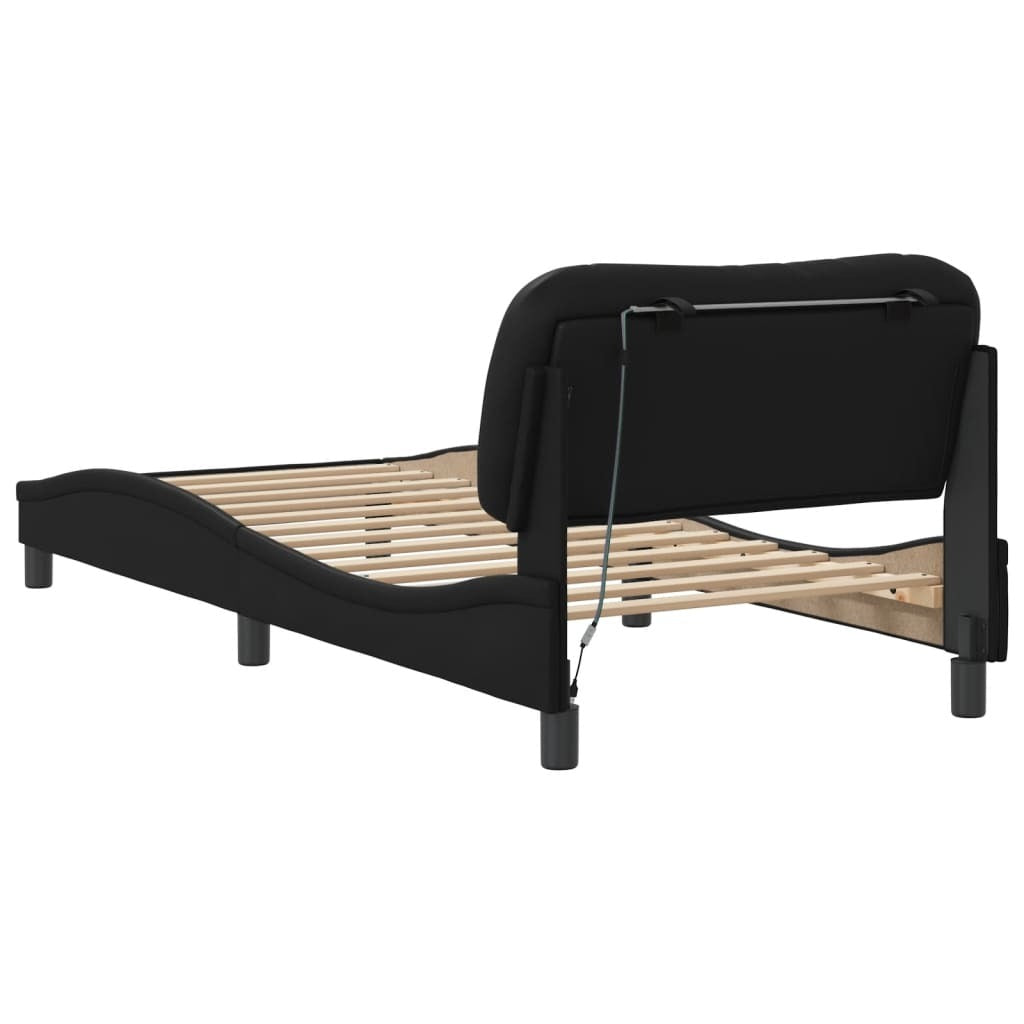 Bed Frame with LED without Mattress Black 90x200 cm
